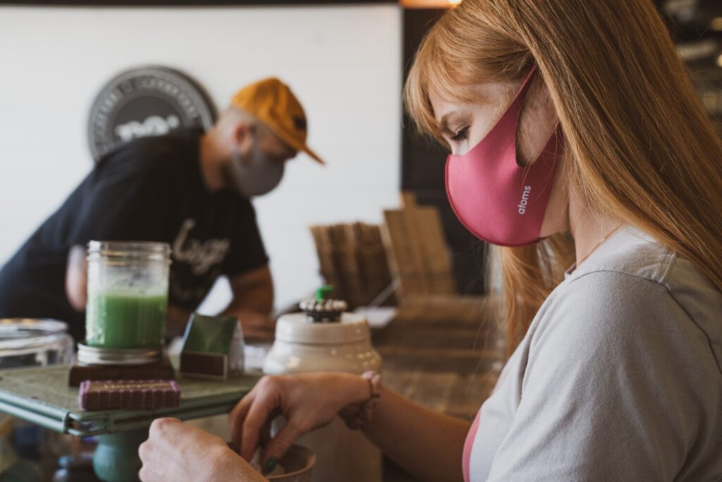 barista with a mask